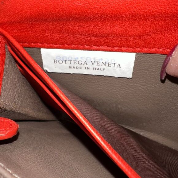 Bottega Veneta Red/Orange Intrecciato Woven Nappa Leather Zip Around Wallet - Picture 11 of 12